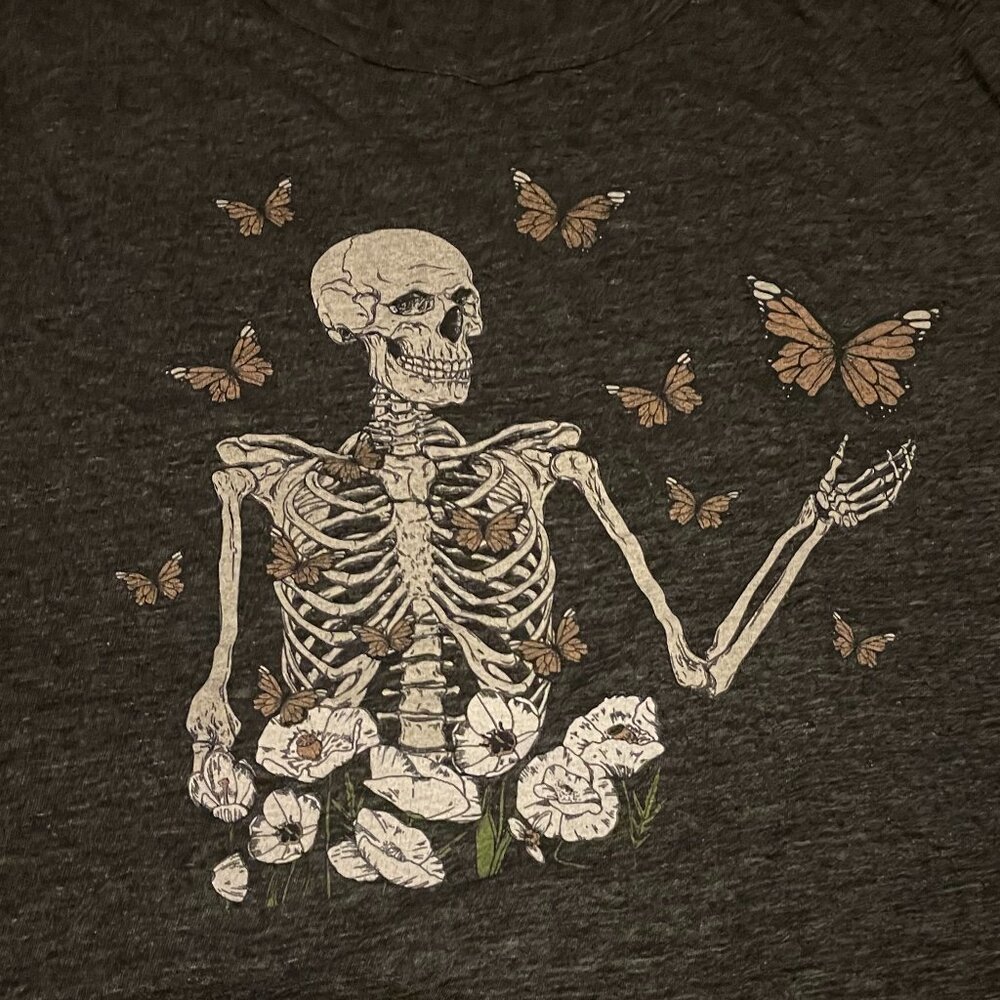 Skeleton with Butterflies Pie in the Sky T-Shirt